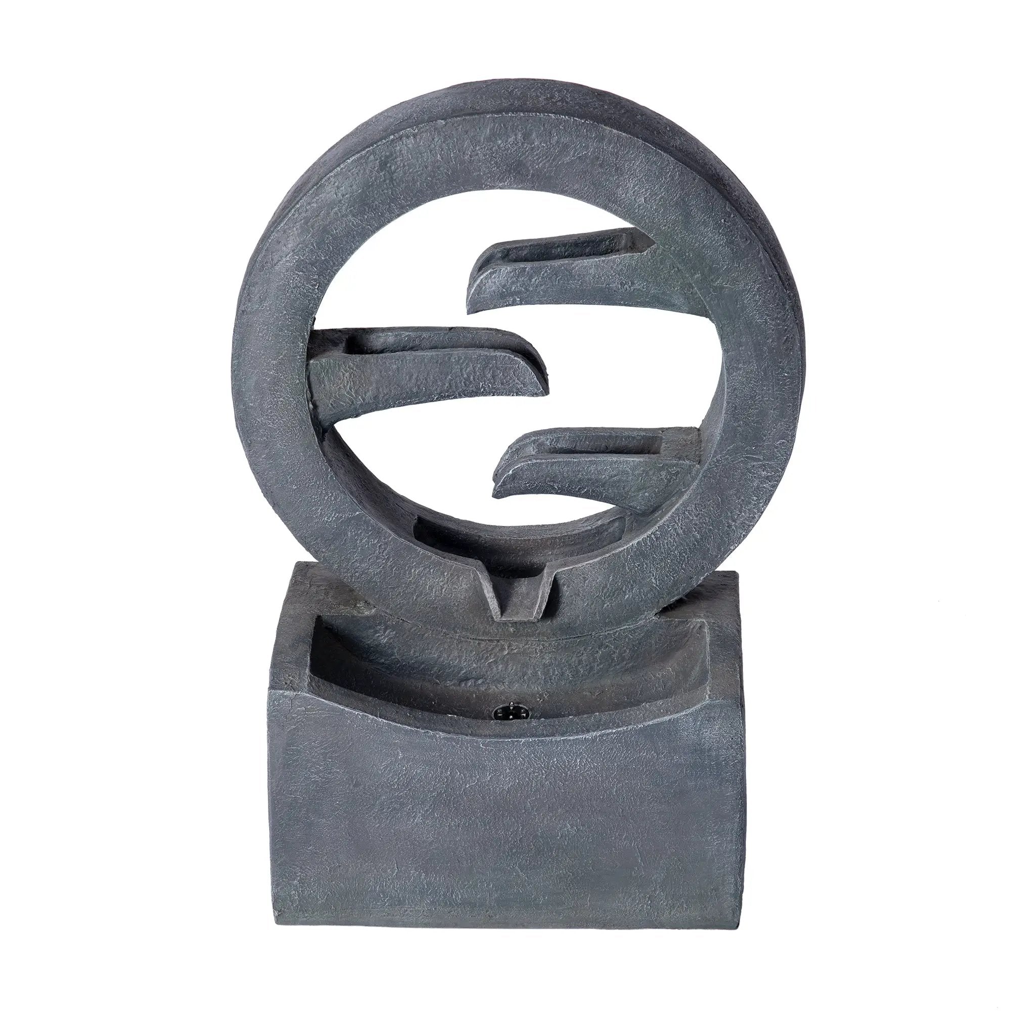 26.77'H Gray Circular Polyresin Outdoor Water Fountain with LED Light by HouseOfZazla