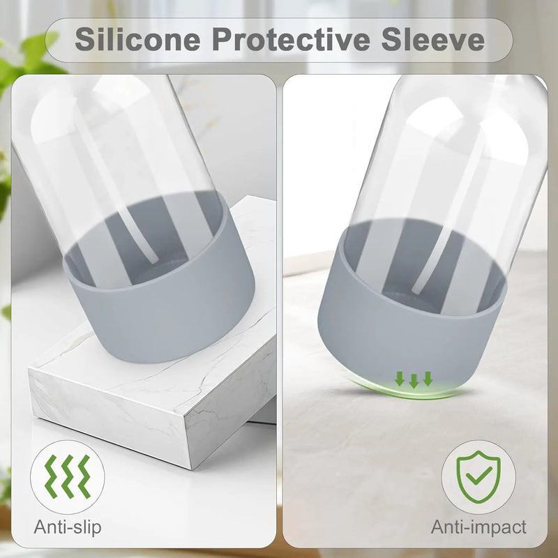 2 Pack Glass Spray Bottles with Silicone Sleeve, 16 oz Empty Refillable Containers with Adjustable Spray Nozzles, Spray Bottles for Hair, Cleaning Solutions and Plants Pink&Grey by GreenHaven Gardens