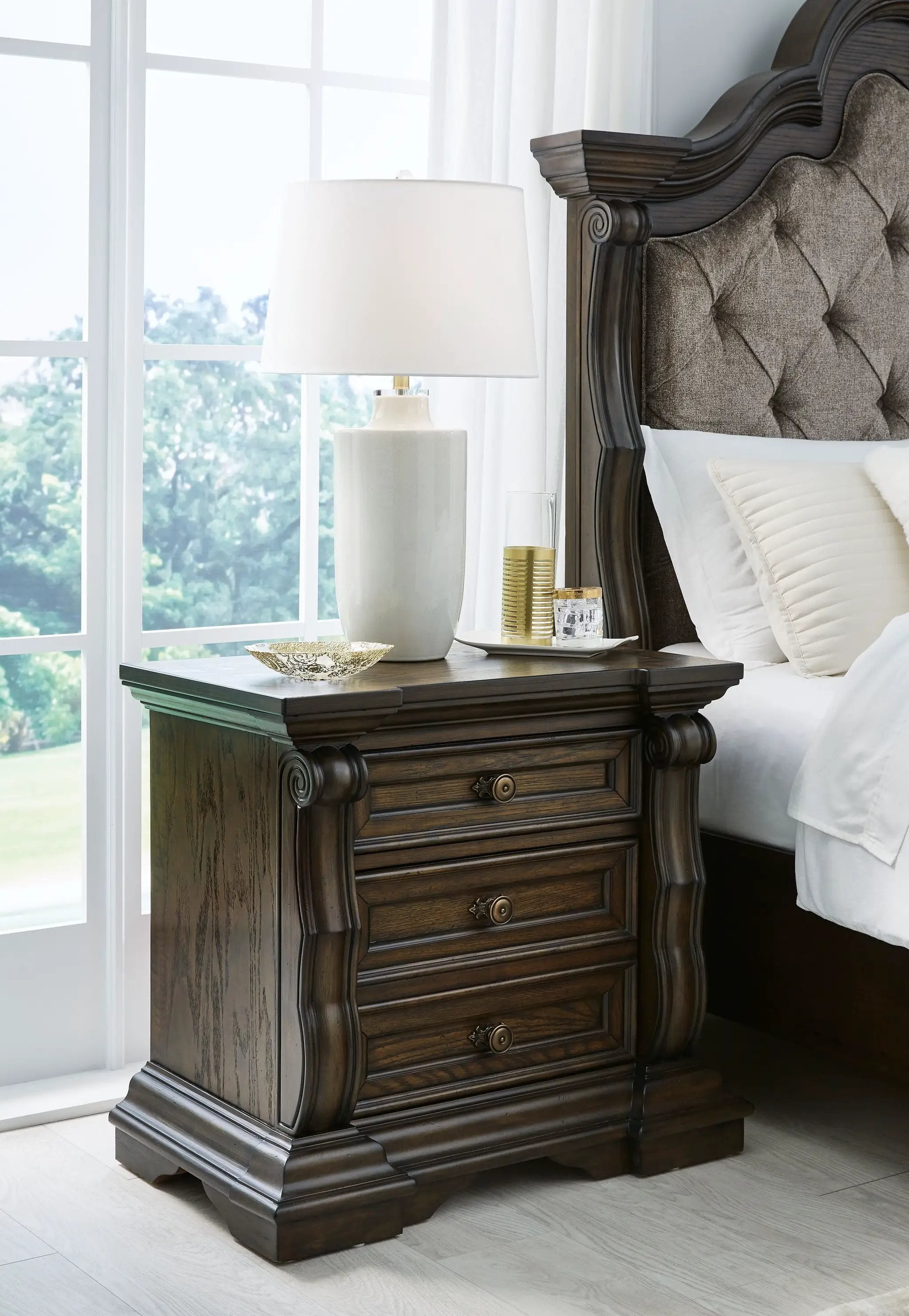 Maylee - Three Drawer Night Stand - Dark Brown by Unique Piece Furniture