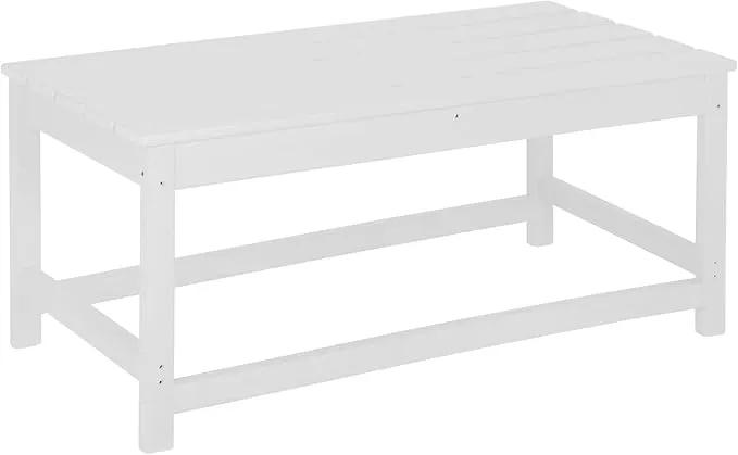 WO Home Furniture Adirondack Chairs Table Set of 3 PCS Outdoor Folding Chairs Coffee Table Weather/UV Resistant for Lawn, Garden, Bon Fire, Balcony (White) by GreenHaven Gardens