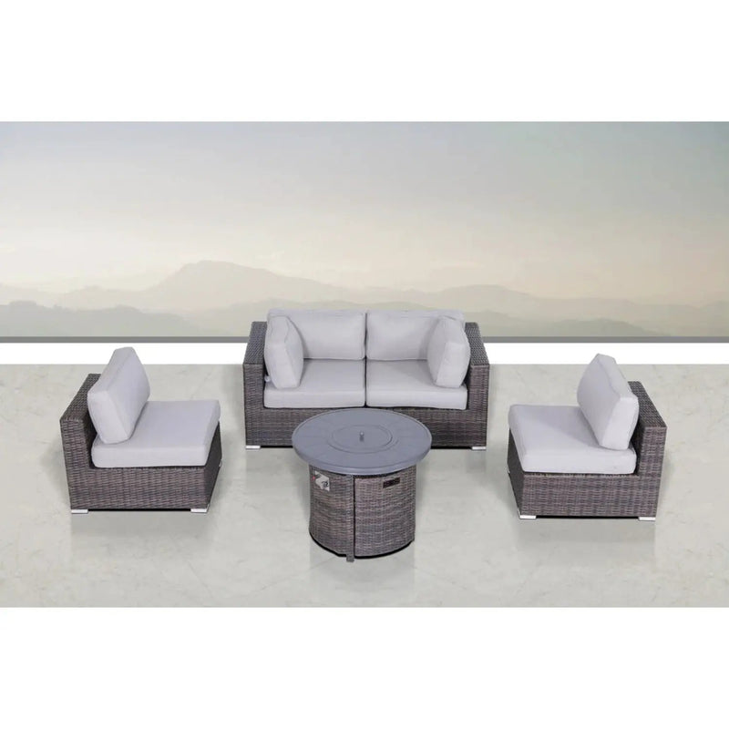 Wicker Outdoor Lounge Set With Cushions And Fire Pit by HouseOfZazla