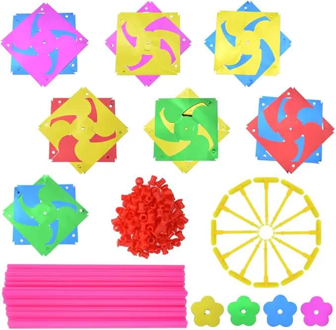 100pcs Plastic Rainbow Pinwheel,Windmill Party Pinwheels DIY Pinwheels Set for Kids Toy Garden Lawn Party Decor (100) by GreenHaven Gardens
