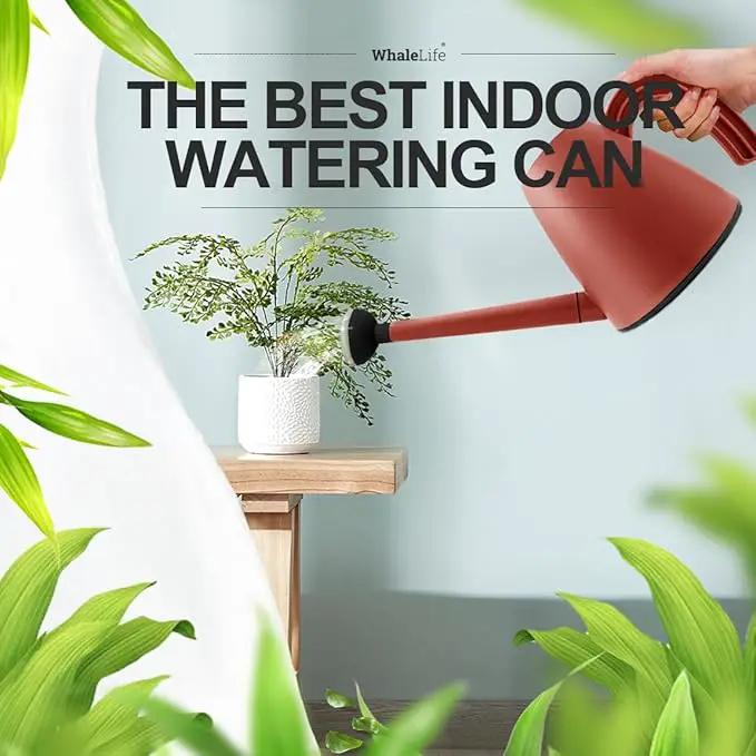 WhaleLife Indoor Watering Can for House Bonsai Plants (2.0L, Terra-Cotta Red) by GreenHaven Gardens