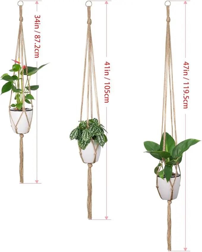 Plant Hangers Indoor Macrame Hanging Planter Holder 6 Pack, 3 Sizes by GreenHaven Gardens