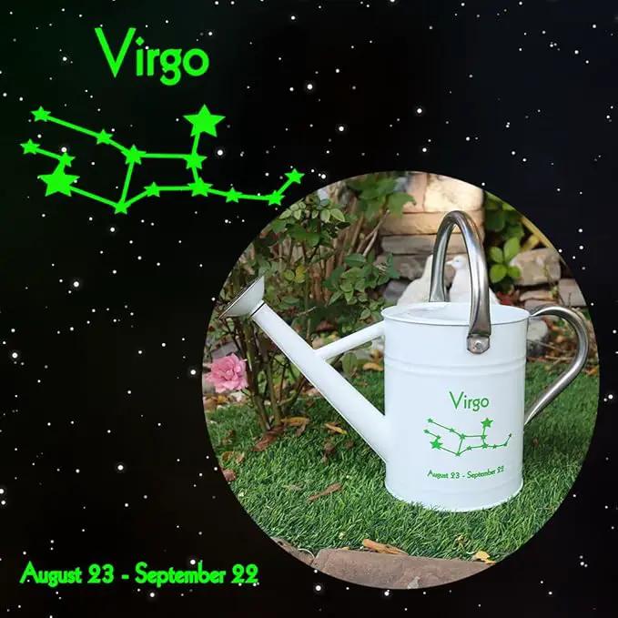 Metal Watering Can for Outdoor and Indoor Plants, Watering Can Decor, 1 Gallon (Virgo) by GreenHaven Gardens