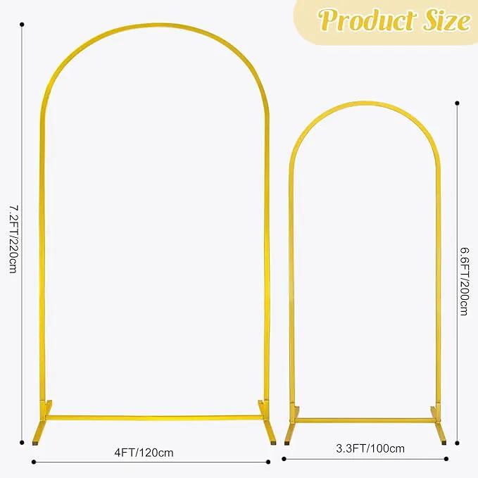 Gold Metal Arch Backdrop Stand 2 Set 7.2FT, 6.6FT Wedding Arch Stand Arched Door Frame for Birthday Party Baby Shower Ceremony Indoor Outdoor Celebration Decor (7.2FT, 6.6FT) by GreenHaven Gardens