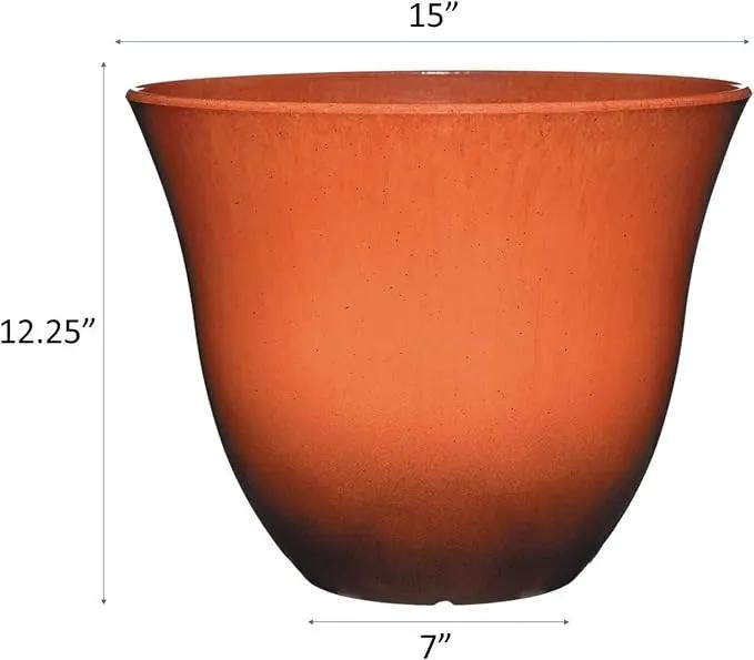 Classic Home and Garden Honeysuckle Resin Flower Pot Planter, Orange Ember, 15" by GreenHaven Gardens