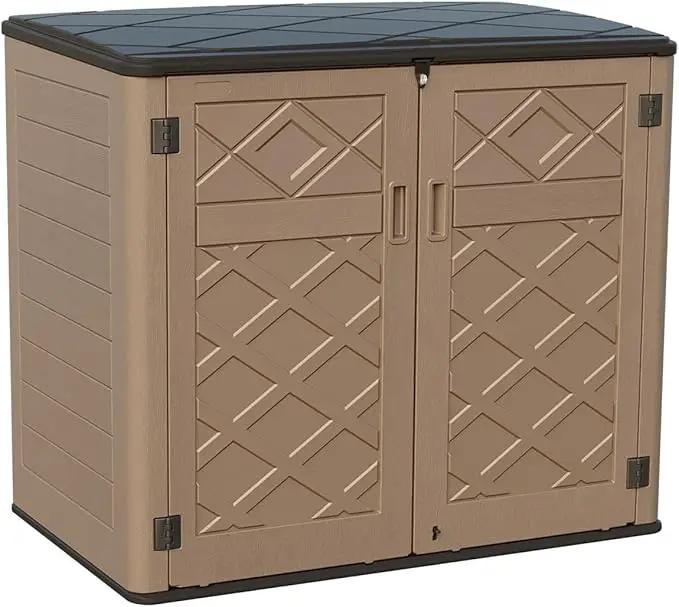 KINYING Larger Outdoor Storage Shed Weather Resistance, Resin Sheds & Outdoor Storage for Garden, Patios, Backyards, 48 Cu.Ft Tool Shed for Garbage Cans, Lawn Mower, Garden Tools,Brown by GreenHaven Gardens