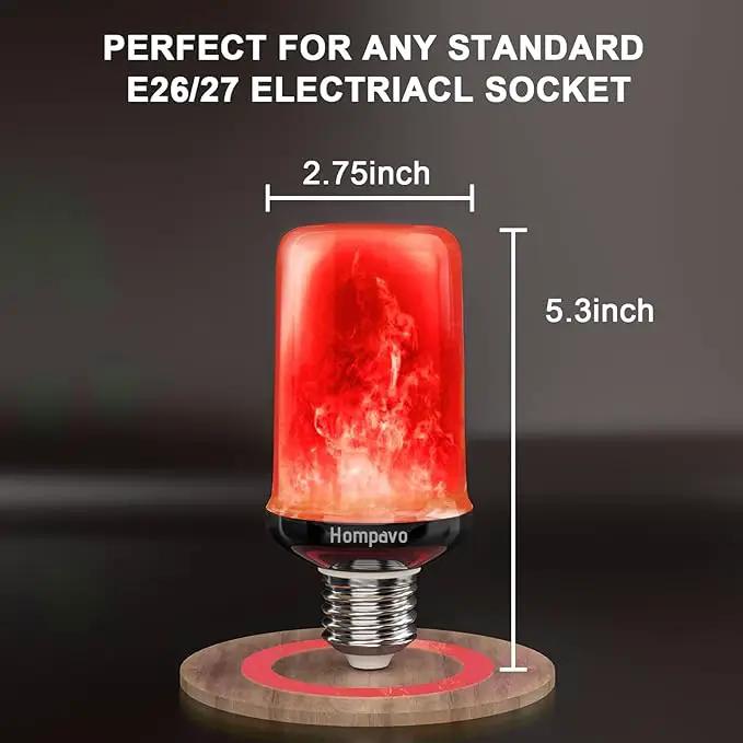 Hompavo 【Upgraded LED Flame Light Bulbs, 4-Mode Flickering Light Bulbs with Upside Down Effect, E26/E27 Flame Bulb for Halloween Christmas Party Indoor and Outdoor Home Decoration - 2 Red by GreenHaven Gardens