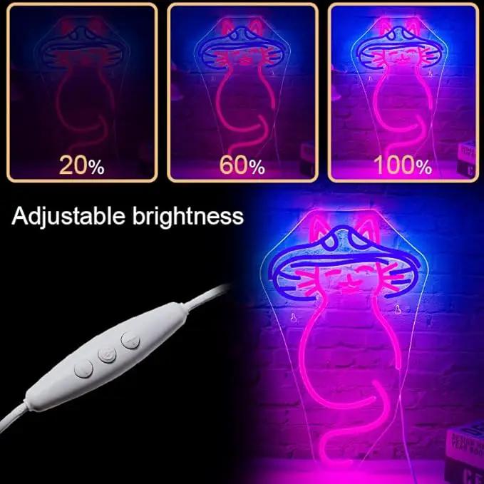 Mushroom Cat Neon Sign Cat Neon Signs for Wall Decor Dimmable Mushroom Cat Neon Lights LED Light Up Sign for Bedroom,Living Room,Bar,Party,Christmas,Birthday Art Gift by GreenHaven Gardens