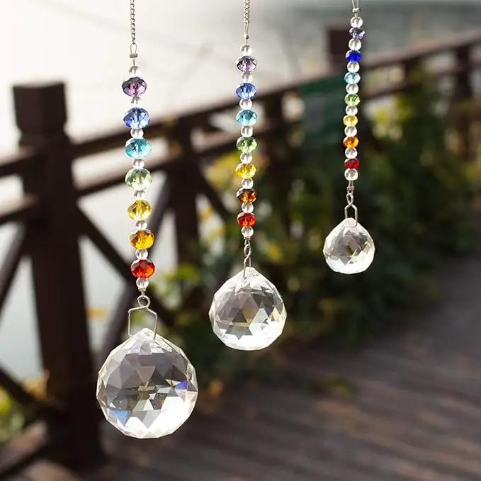 HDCRYSTALGIFTS Memorial Gift,Crystal Ball Prism Rainbow Maker Chakra Suncatcher Hanging Beads Window Sun Catcher Sympathy Gifts for Loss of Loved One,Set of 3 by GreenHaven Gardens