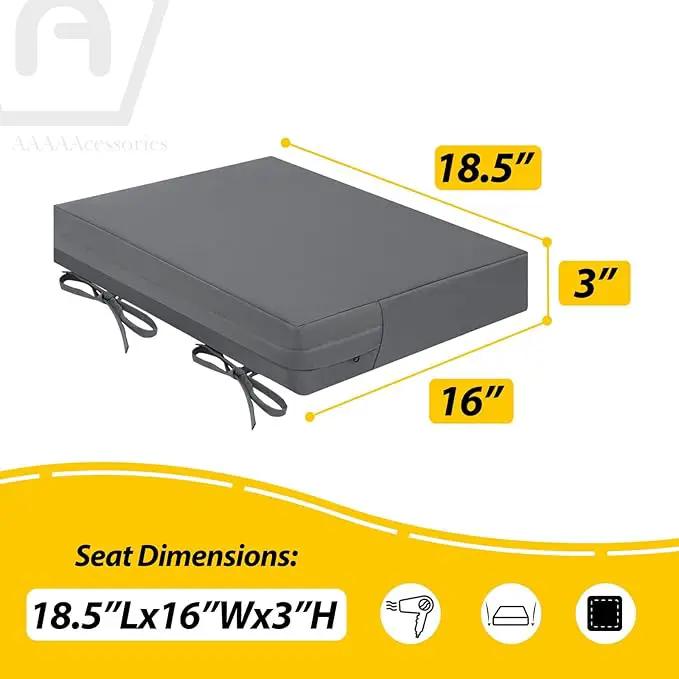 AAAAAcessories Outdoor Seat Cushions for Chairs, Waterproof, Fade-Resistant Patio Furniture Replacement Cushions, 18.5" x 16" x 3", Set of 4, Dark Gray by GreenHaven Gardens