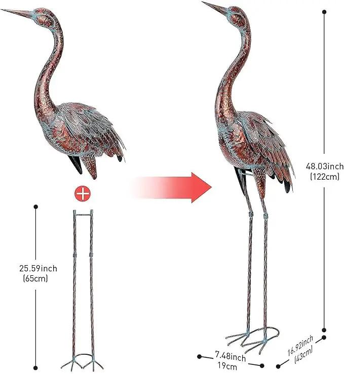 chisheen Outdoor Garden Crane Statues and Sculptures Metal Yard Art Statue for Garden Decoration Large Size by GreenHaven Gardens