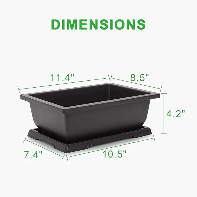 GROWNEER Bonsai Pots 3 Packs 11 Inch Bonsai Training Pot with Humidity Trays and Repotting Mat Tree Starter Kit Growing Planter for Garden Yard Office Indoor Outdoor by GreenHaven Gardens