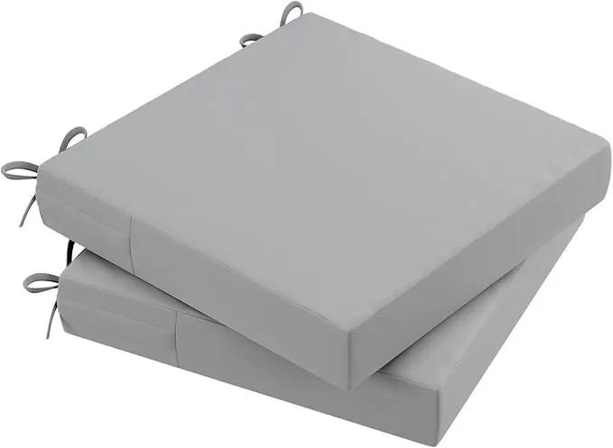 AAAAAcessories Outdoor Seat Cushions for Chairs, Waterproof, Fade-Resistant Patio Furniture Replacement Cushions, 18" x 18" x 2", Set of 2, Gray by GreenHaven Gardens