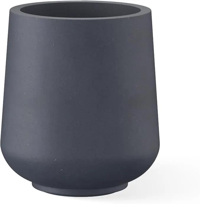 Kante 15.3" Dia Round Concrete Planter, Outdoor Indoor Large Plant Pots Containers with Drainage Hole and Rubber Plug for Home Garden Patio, Charcoal by GreenHaven Gardens