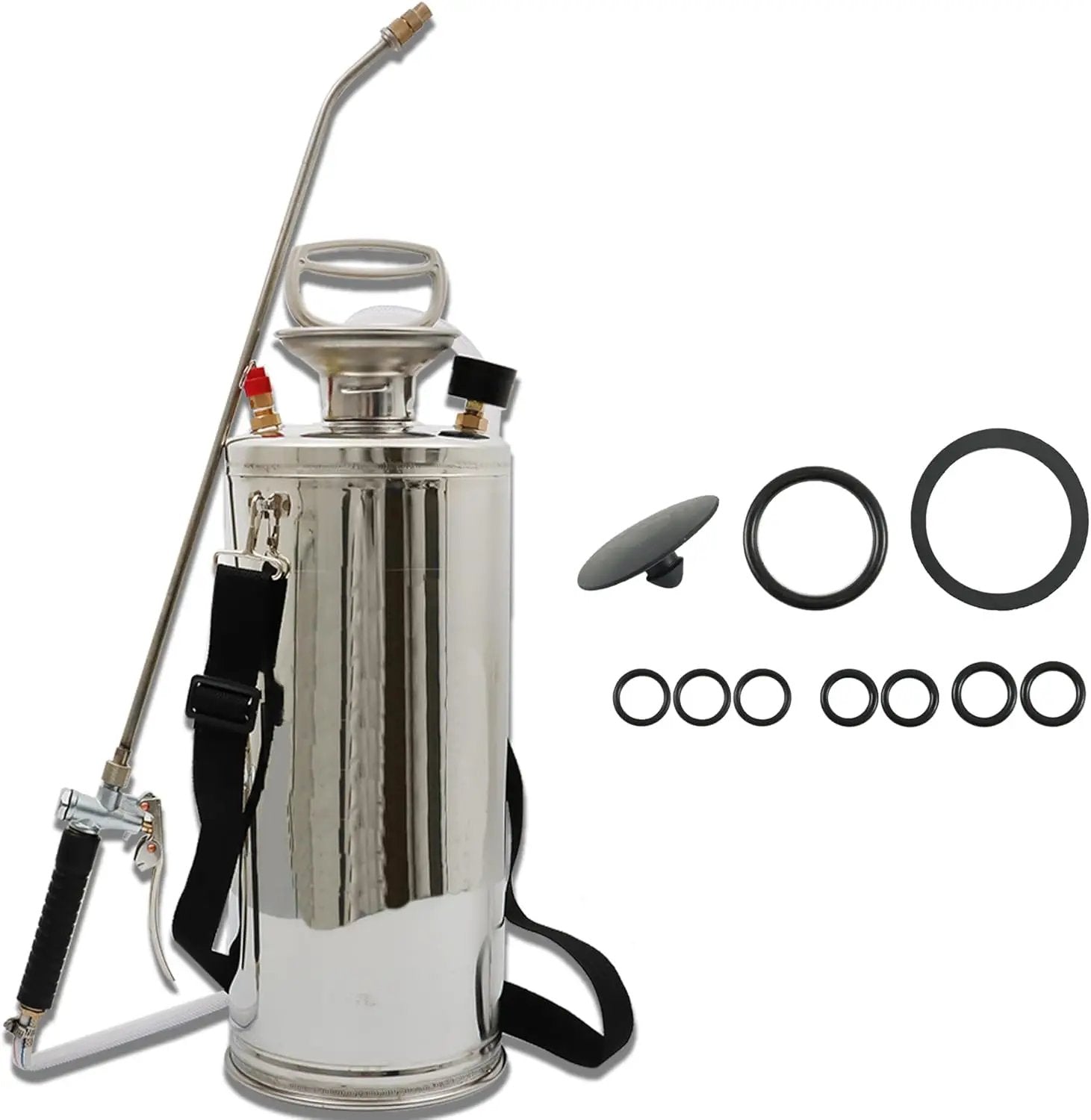 2 Gallon Stainless Steel Sprayer Hand Pump Sprayer with Pressure Gauge Safety Valve Adjustable Nozzle for Gardening Lawn and Cleaning by GreenHaven Gardens