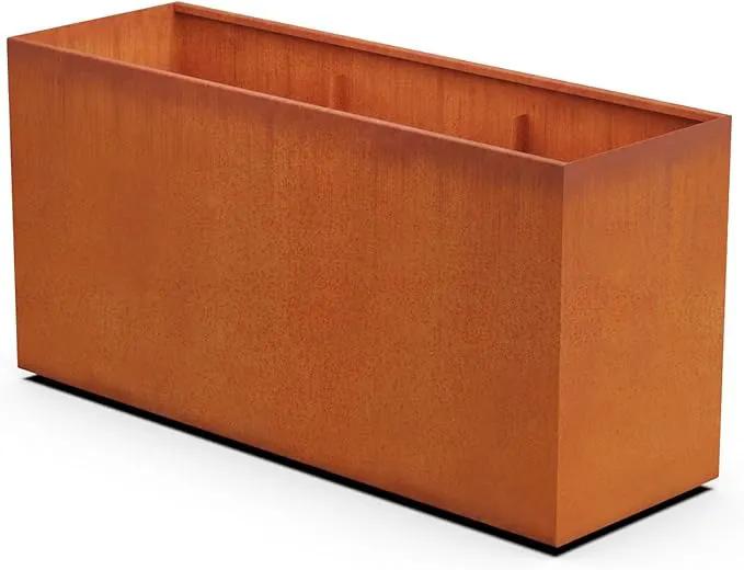 Corten Steel Planter Rectangle Outdoor Metal Garden Box Heavy Duty | Made in USA | Fully Assembled by GreenHaven Gardens