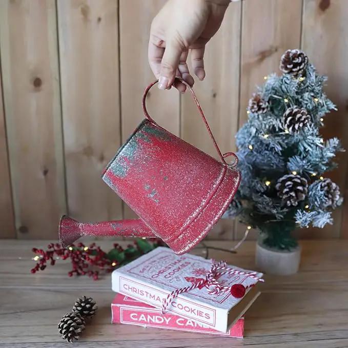 Cute Small Watering Can Indoor Plants Garden Metal Decorative Watering Cans for Outdoor Plants Bonsai Outdoor Garden Flower Decorative (Red, 1.5L, 50.7 Oz) by GreenHaven Gardens