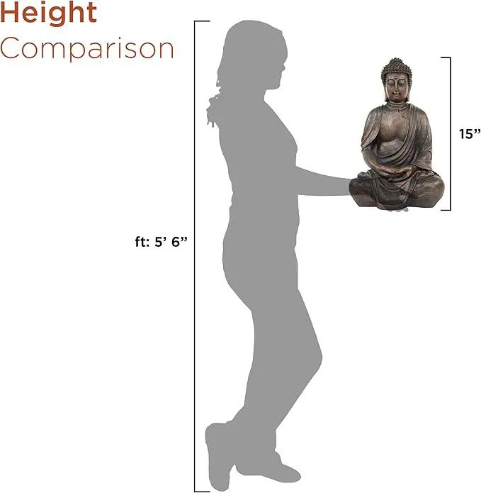 Alpine Corporation 15" Tall Indoor/Outdoor Meditating Buddha Statuary Décor by GreenHaven Gardens