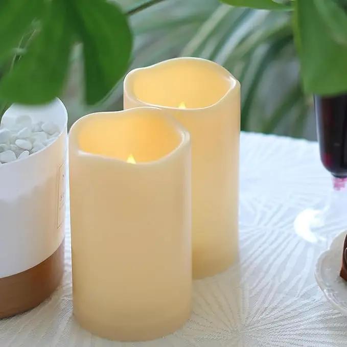 2 Pack 5'' Outdoor Battery Operated Candles with Timer Flameless LED Flickering Candles Waterproof Electric Pillar Decorative Candle for Wedding Party Home Lantern Garden by GreenHaven Gardens