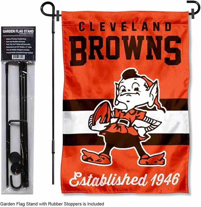 WinCraft Cleveland Browns Throwback Retro Vintage Garden Flag and Flagpole Mount by GreenHaven Gardens