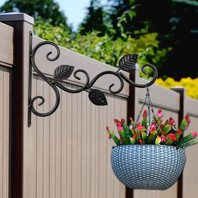 NSBELL 4PCS Plants Hangers Outdoor Indoor Decor, Wall Hooks for Hanging Plant Bracket, Plant Hooks for Bird Feeder, Wind Chime, Lights, Lanterns (Black-4PCS) by GreenHaven Gardens