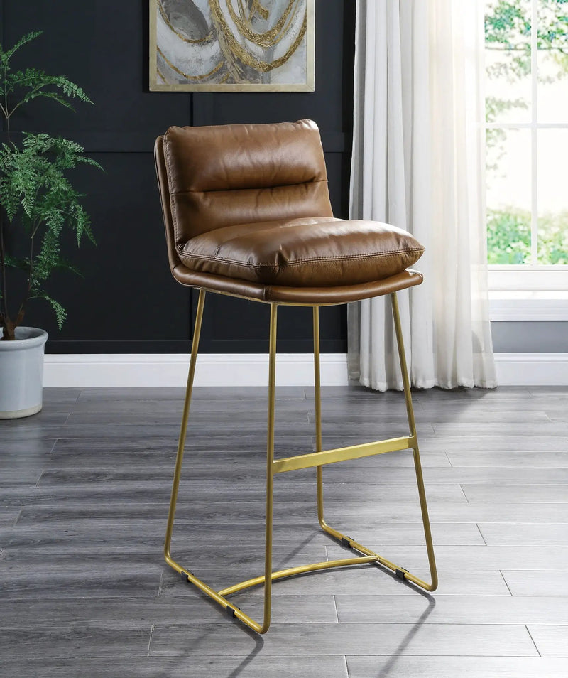 Alsey - Bar Chair - Saddle Brown Top Grain Leather by Unique Piece Furniture