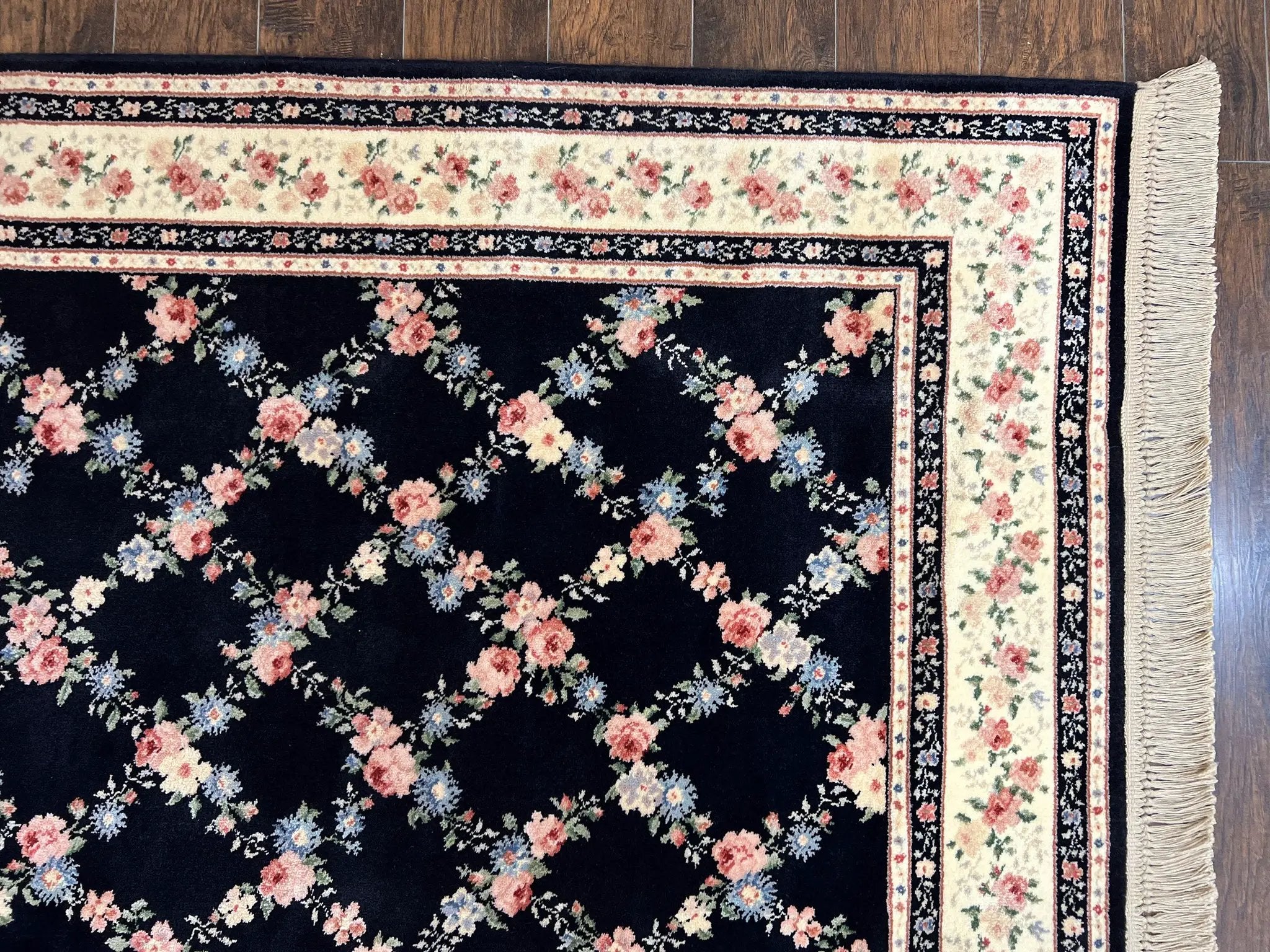 Karastan Rug 8' 8" x 12" Garden of Eden Collection Ebony Trellis #509/1270, Wool Pile Discontinued Vintage Karastan Carpet, Room Sized Rug by Jewel Rugs