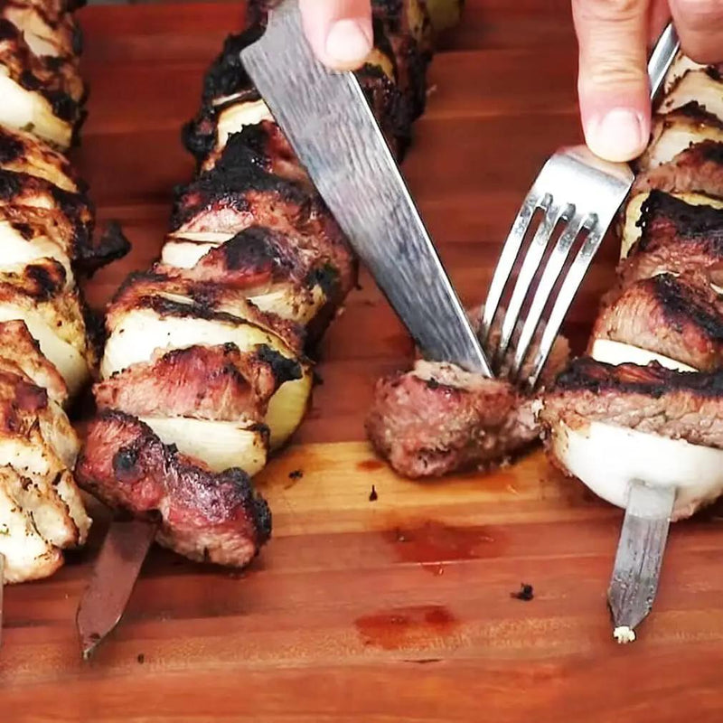 12 Pack Kebab Skewers 22 Inch Stainless Steel Grilling BBQ Skewer Reusable Barbecue Skewers Flat Stick with Wood Handle,Ideal for Koubideh Brazilian Chicken Shrimp Turkish Shish Kabob by GreenHaven Gardens