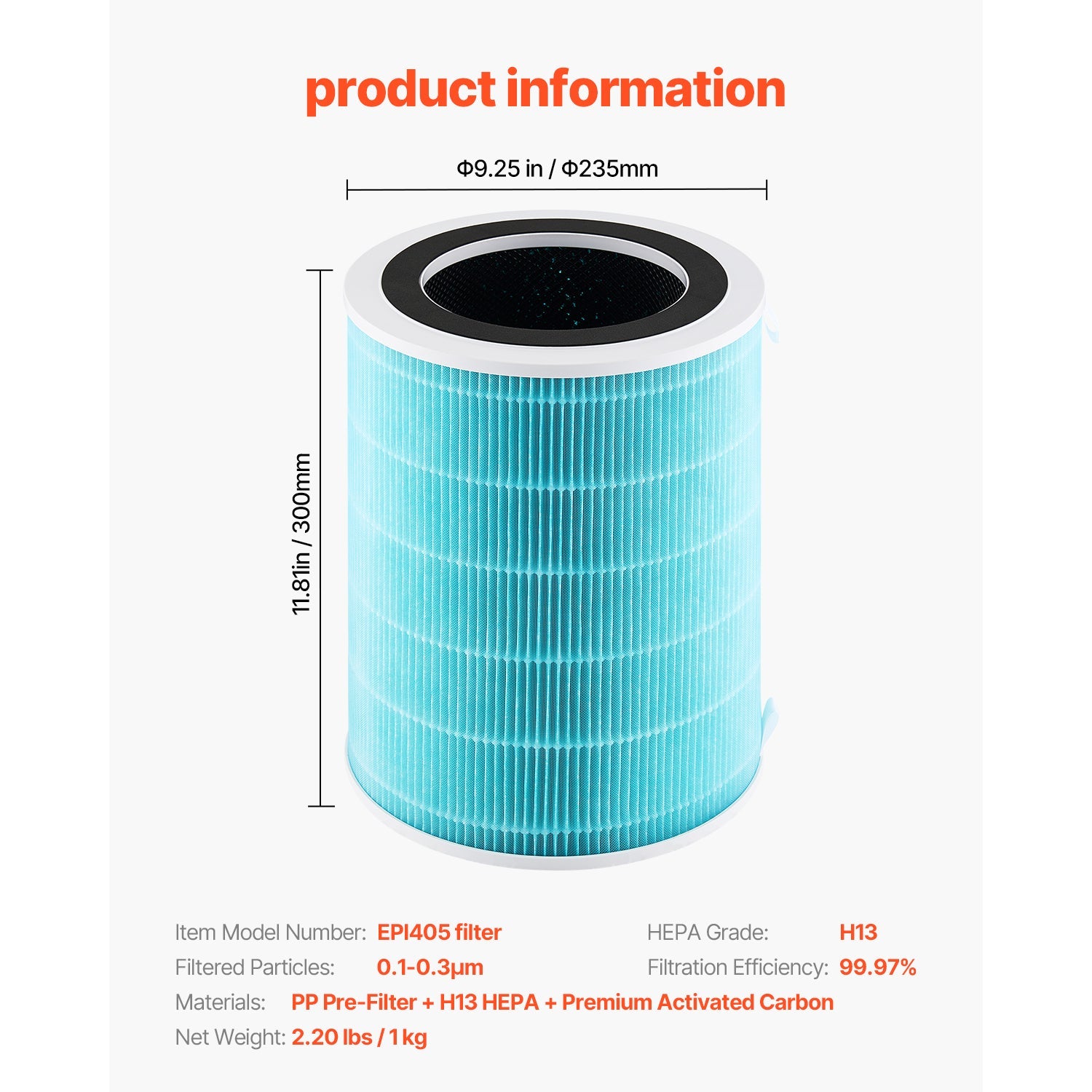 3-in-1 Air Purifier Replacement Filter H13 Filter with PP Pre-Filter by HouseOfZazla