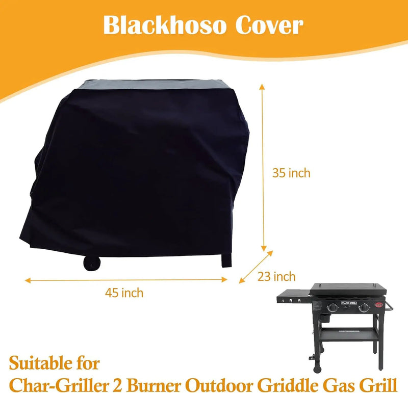 Grill Cover for Char-Griller Flat Iron 2 Burner Outdoor Gas Griddle Grill, 45 inch Outdoor Heavy Duty Waterproof UV Resistant Cover, Outdoor BBQ Accessories by GreenHaven Gardens