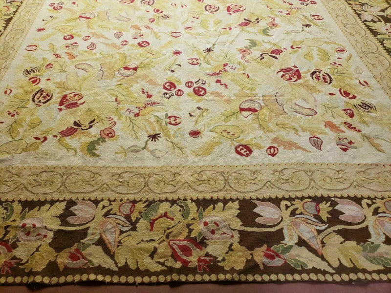 9' X 11' Handmade Chinese Needlepoint Wool Floral Rug Carpet Rose Garden Chic by Jewel Rugs