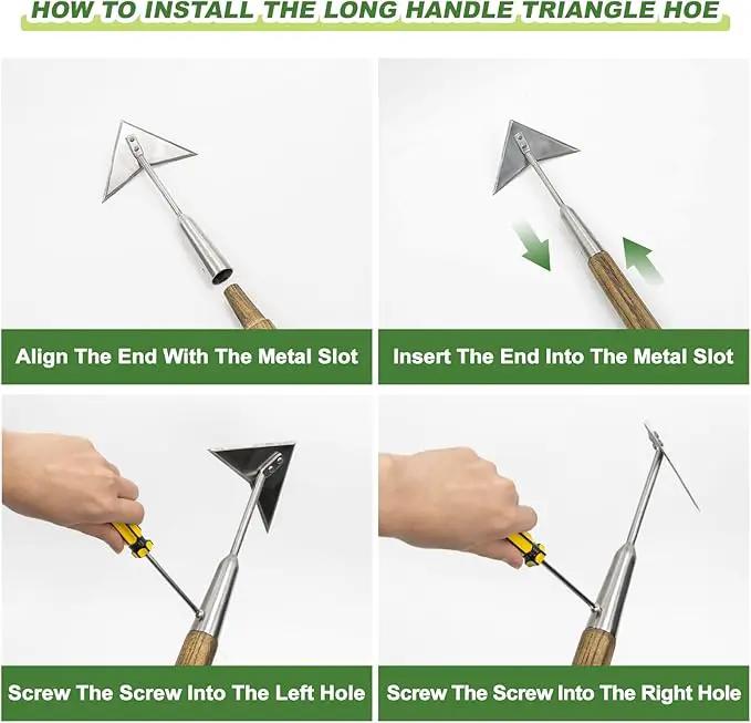 Haliaeetus Triangle Hoe, 60'' Scuffle Hoe for Keeping Your Back from Tiring Out, Weeding Just in Push-Pull Motion, Rogue Hoe with Triangle Head for Quickly Clear Out a lot of Weeds from All Direction by GreenHaven Gardens
