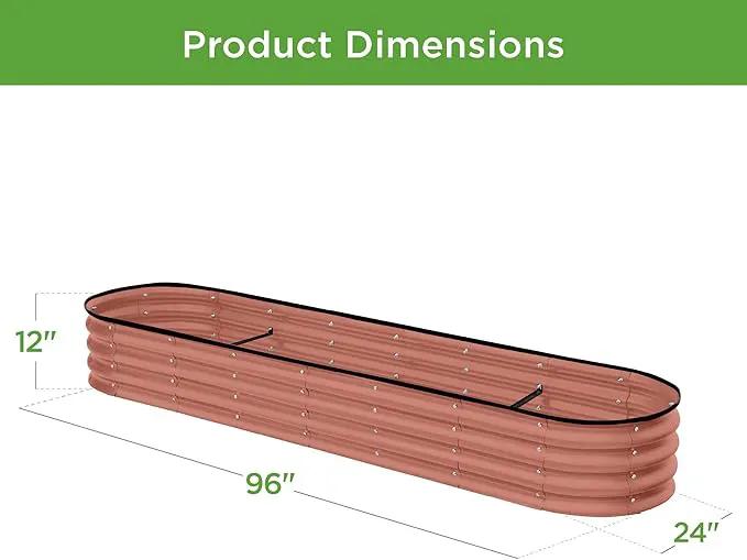 Best Choice Products 8x2x1ft Outdoor Metal Raised Garden Bed, Oval Deep Root Planter Box for Vegetables, Flowers, Herbs, and Succulents w/ 108 Gallon Capacity - Terracotta by GreenHaven Gardens