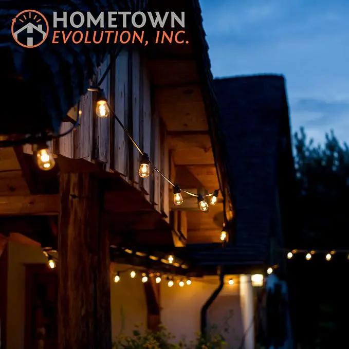 Hometown Evolution, Inc. E26 Commercial String Lights with 16 Gauge Wire (50 Foot 25 Socket, S14 Lantern Edison 11 Watt Bulbs) by GreenHaven Gardens