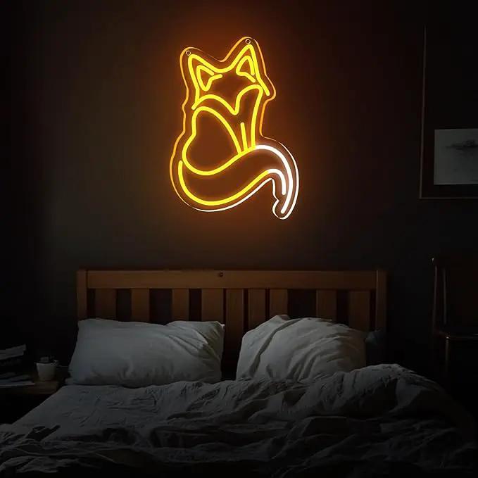 Fox Neon Signs, Fox LED Light for Wall Decor, Dimmable Neon Fox Sign Animal Sign for Fox Lovers Bedroom Living Room Bar Club Art Decor Gifts(14.2 x 9.4 inches) by GreenHaven Gardens