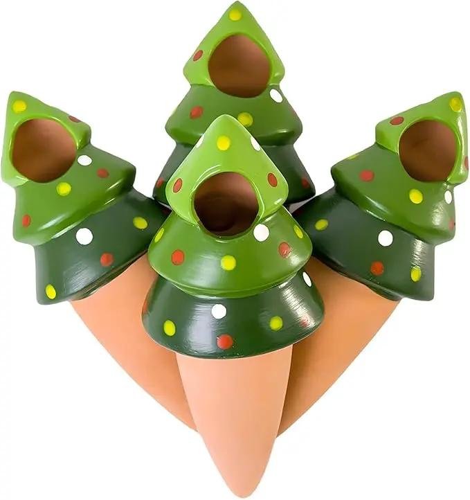 4 Pack Terracotta Christmas Tree Automatic Plant Watering Devices,Household self Watering Planter Insert, Watering Spikes for Indoor Plants,Holiday Potted Plant Continuous Moisture Device by GreenHaven Gardens