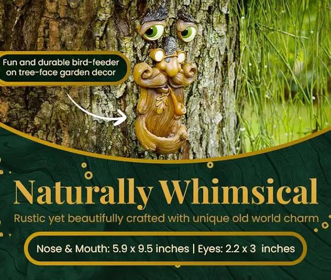 Tree Faces Decor Outdoor – Tree Hugger Yard Art Garden Decoration – Unique Bird Feeders for Outdoors and Indoors – Old Man Tree Art Brown by GreenHaven Gardens