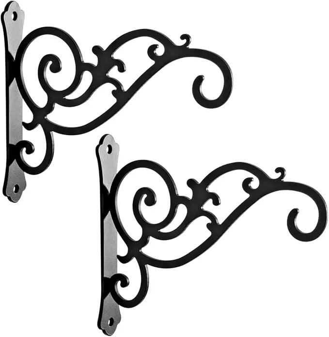 2 Pieces 6-Inch Outdoor Indoor Small Decorative Iron Wall Hooks for Hanging Lanterns Solar Lights Hummingbird Feeders Wind Chimes Hangers, Black by GreenHaven Gardens