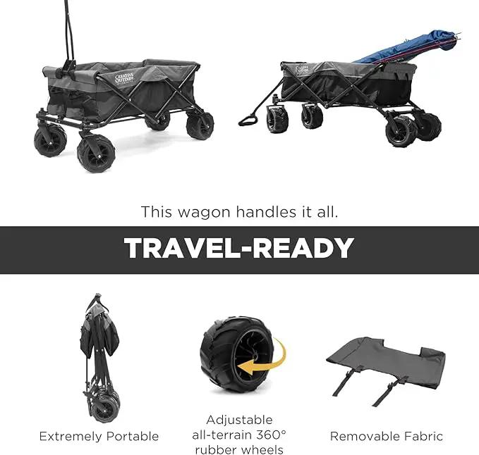Creative Outdoor Original Folding Wagon All-Terrain Wheels by GreenHaven Gardens