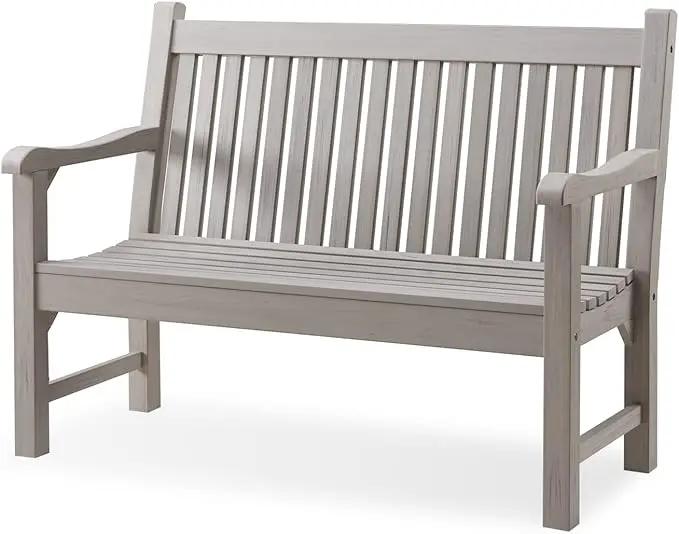 Psilvam Garden Bench, 2-Person Poly Lumber Patio Bench, All-Weather Outdoor Bench That Never Rot and Fade, Memorial Bench, Suit for Garden, Porch and Park(Grey) by GreenHaven Gardens