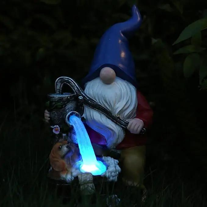 Garden Gnome Statue, Gnome Decoration for Yard with Blue Solar Light, Patio Porch Yard Garden Decor for Outside, Lawn Ornament by GreenHaven Gardens