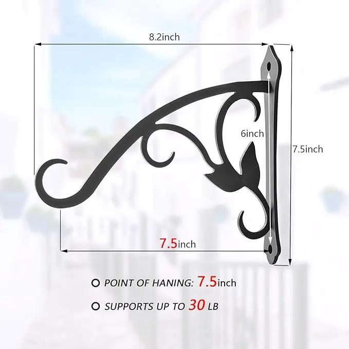 2 Pcs 8-Inch Decorative Iron Lantern Hooks for Wall Hanging Mason Jar Sconces Outdoor Solar Lights, Black by GreenHaven Gardens