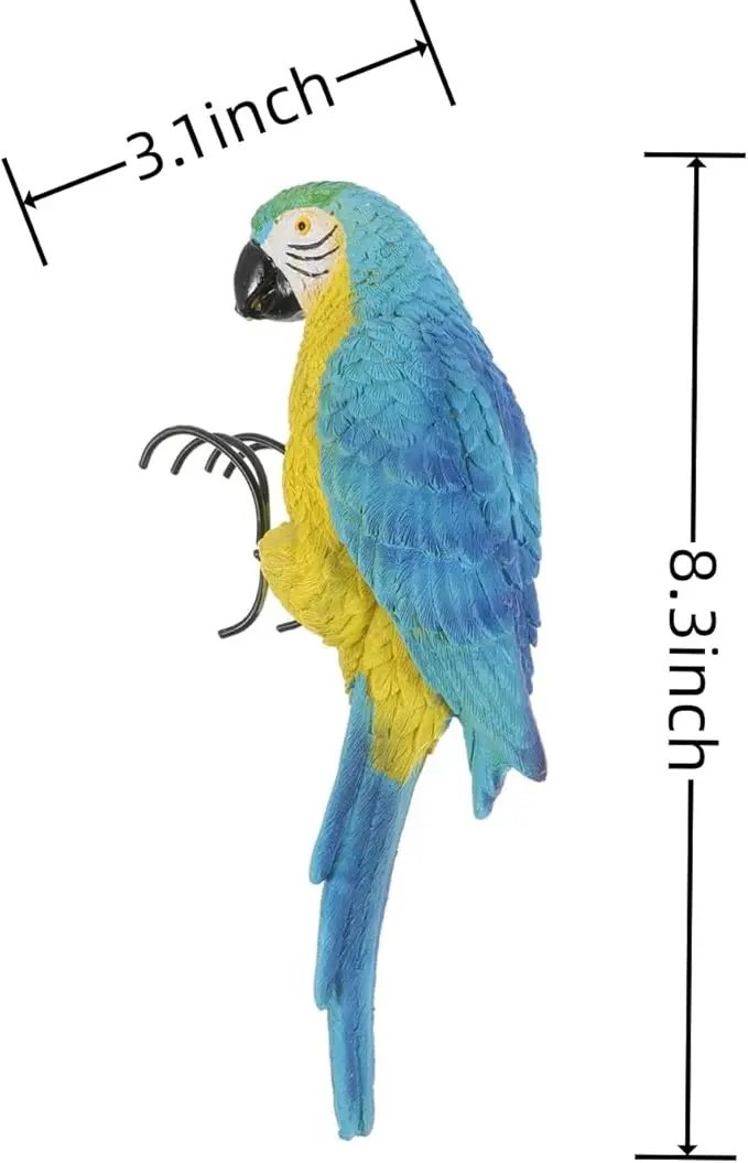 Realistic Parrot Sculpture Resin Hanging Parrots Garden Statues Lifelike Bird Figurines Landscape Ornament Patio Yard Lawn Figurine Tree Decor, Outdoor Garden Wall Statues (Blue) by GreenHaven Gardens