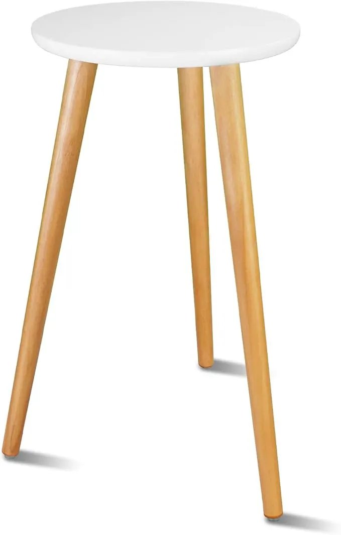 Uneedem Indoor Plant Stand Wood Mid Century Plant Stand for Indoor Plants, Modern Plant Table,Tall Plant Holder for Flower Pots, Small Round Side Table, End Table (A3-White,High: 20.5") by GreenHaven Gardens