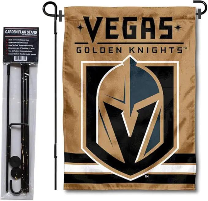 WinCraft Vegas Golden Knights Gold Garden Flag with Pole Stand Holder by GreenHaven Gardens