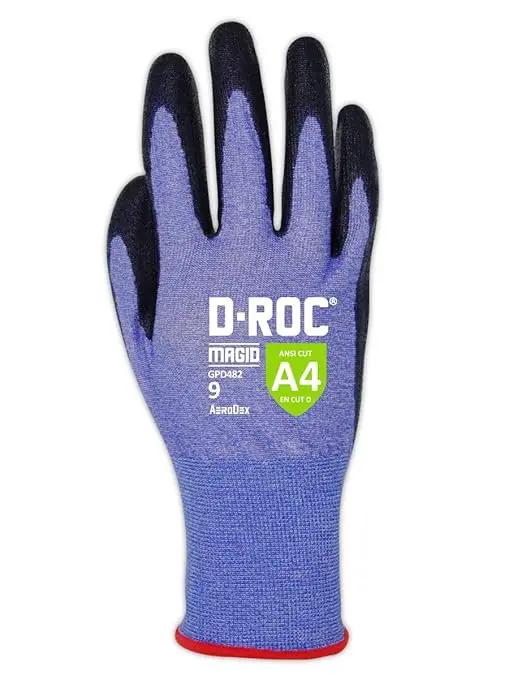 MAGID D-ROC ANSI A4 AeroDex Polyurethane Palm Coated Work Gloves, 1 Pair, 0 by GreenHaven Gardens