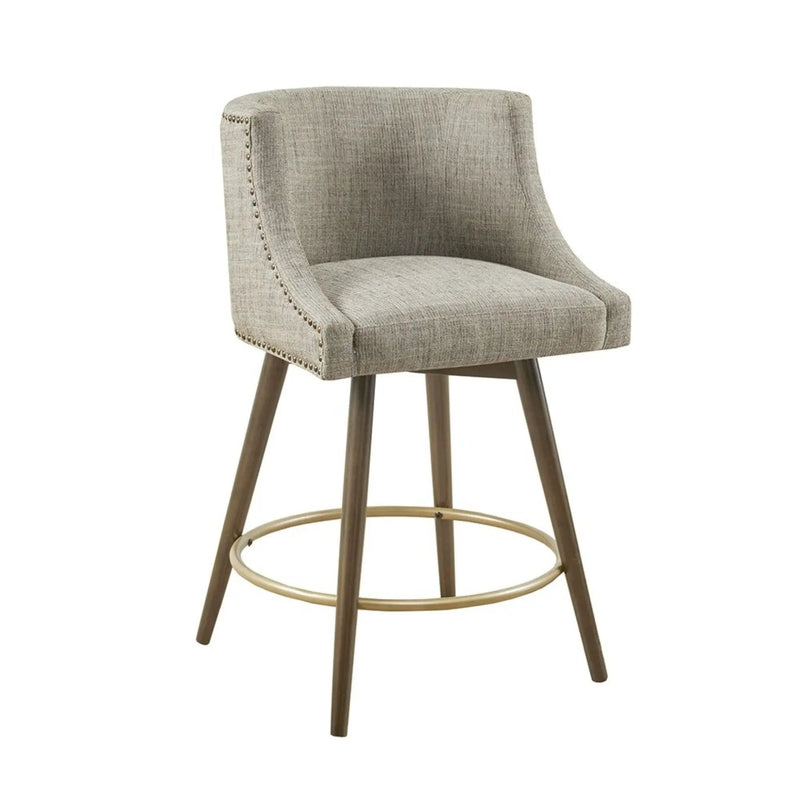 Swivel Counter Stool With Antique Bronze Detailing - Beige Multi by HouseOfZazla