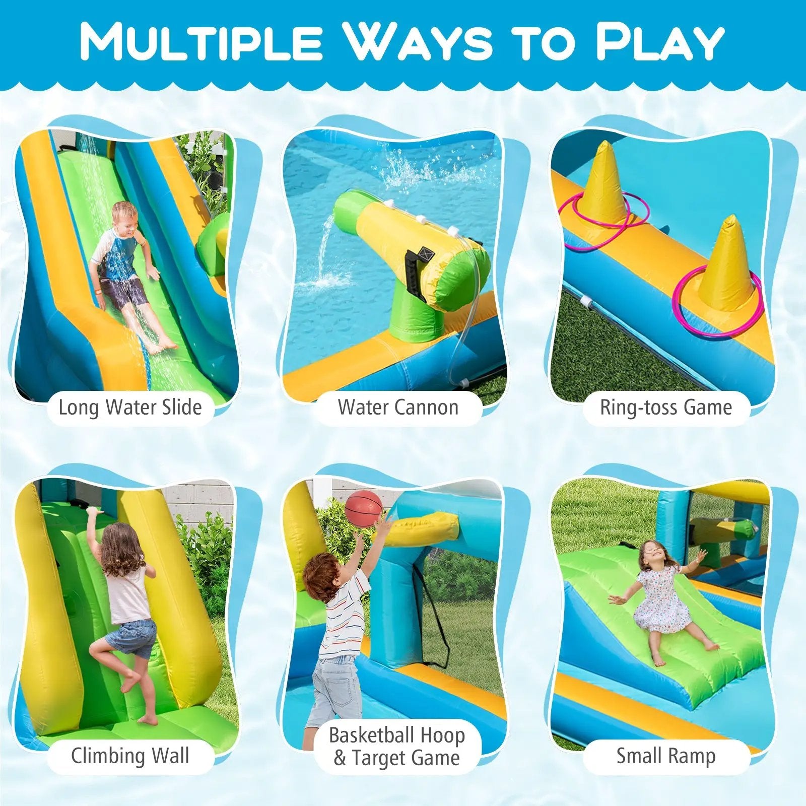 Inflatable Water Slide Tropical Theme Dual Slide Aqua Park Blower Excluded by DirectDeals